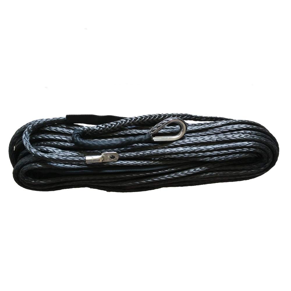 Winch Rope, 14mm X 45m Gray Synthetic Winch Rope for 4wd/utv/4x4/atv/offroad(Nero)