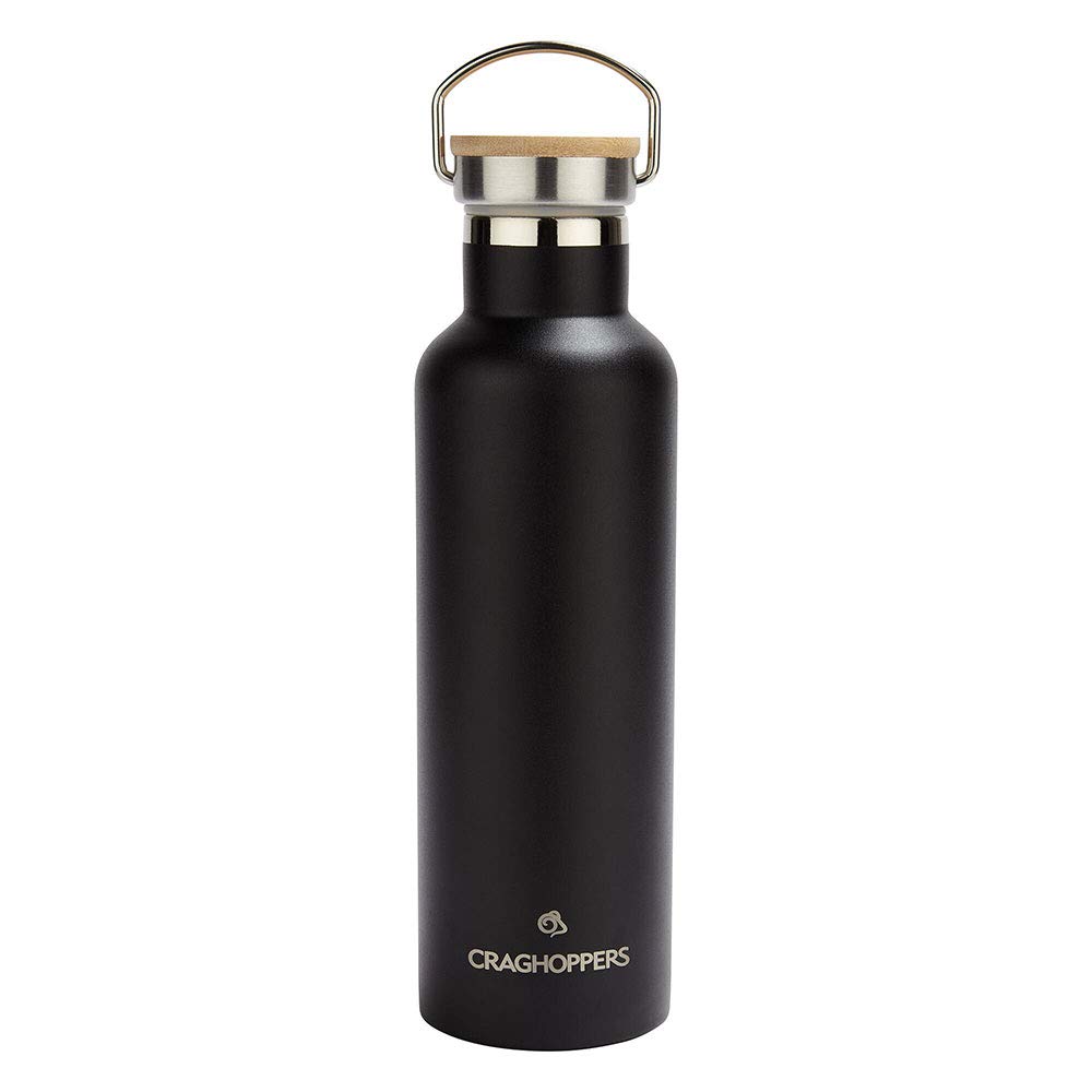 Craghoppers Insulated Water Bottle with Grab Handle, Dual Walled, Thermal Technology - 750ml Capacity, Black, 750 ml