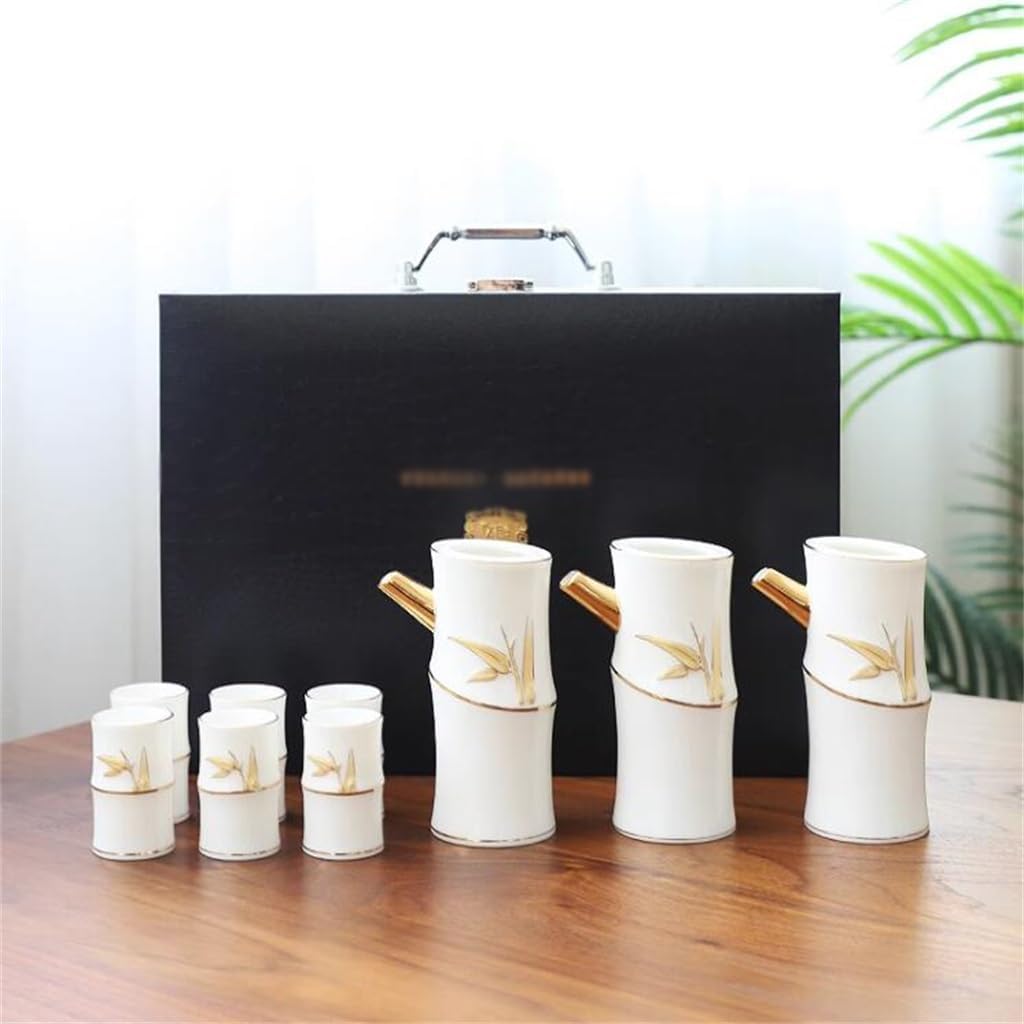 Lamet Jade Porcelain Wine Set Bamboos Festival Cup Ceramic Strong White Glass Antique Suit