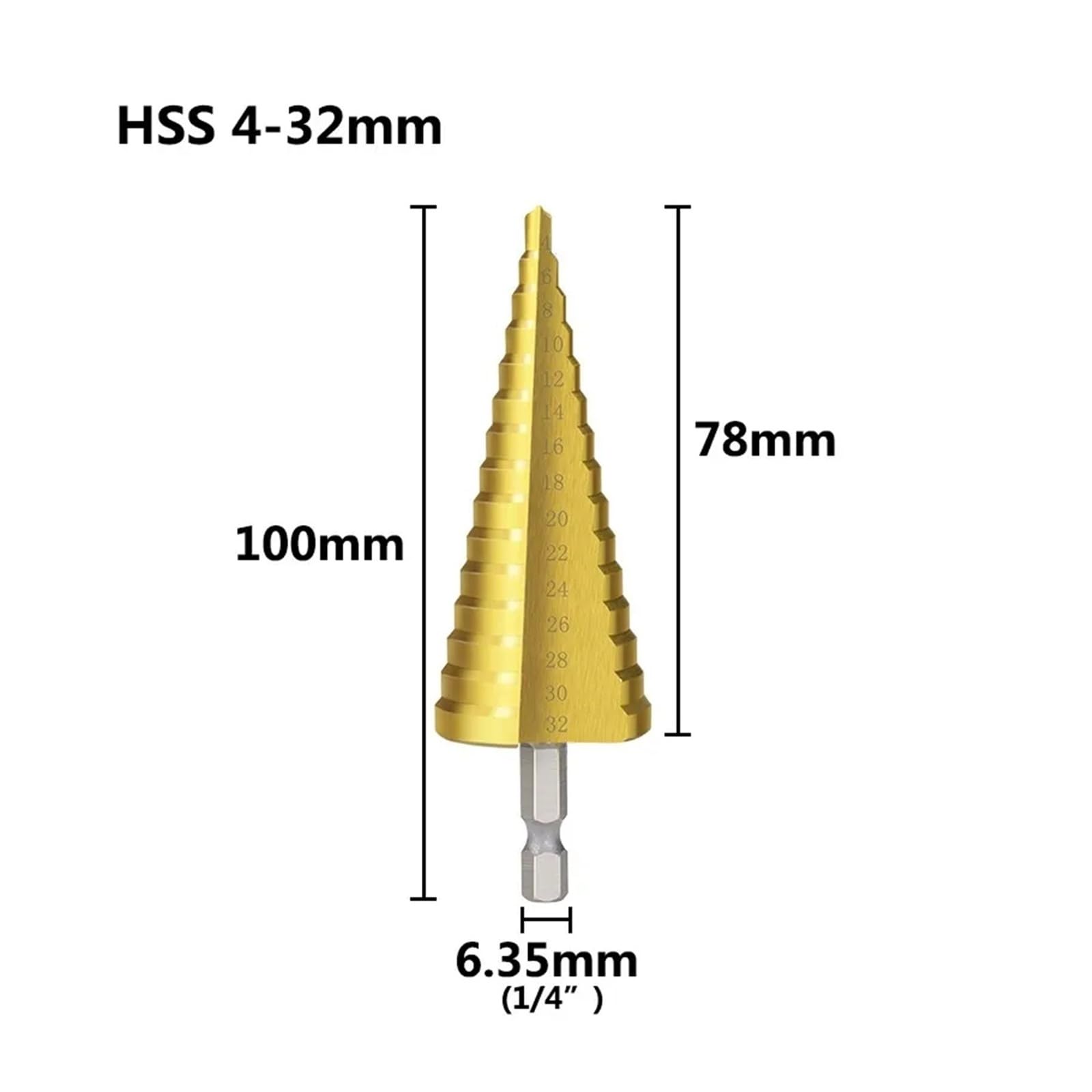 1 szt./3 ./4 Wiertło stopniowe 3-13 4-12 4-20 4-32 mm HSS powlekane tytanem drewno metal otwór stożkowy wiertło metalowe wiertła(4pcs)
