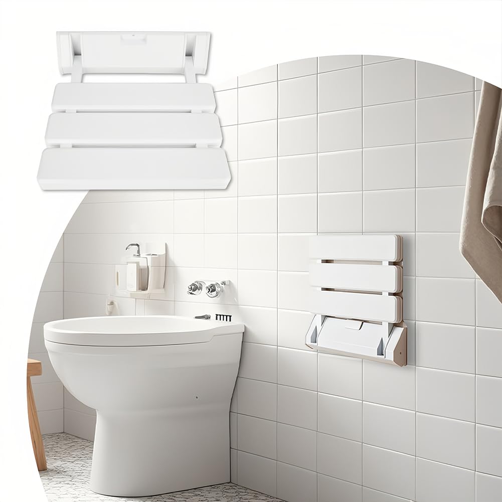 Joyzan Asiento de Ducha Plegable, Mayores Silla Antideslizante Soporta un Peso 130 Kg Resistente al Calor y Agua Ahorro Espacio para Ancianos Discapacitados Mujeres Embarazadas en Duchas Estrechas