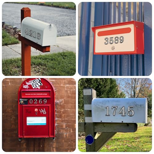 Image of 20pcs Reflective Mailbox Number Stickers, 2in Long 0-9 House Address Label Self Adhesive Decals Sign Accessories Supplies for Outside Door Mail Box
