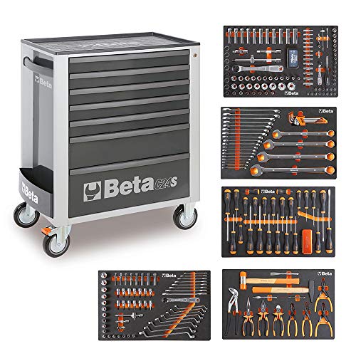 Beta Easy C24S - Carro de herramientas con 7 cajones y 295 herramientas (gris)