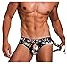 Produktbild Arjen Kroos Jockstrap sexy Unterwäsche für Männer Herren Druckmuster Sport String Tanga Slips Thong Reizwäsche, Schwarz, L (78-87cm)