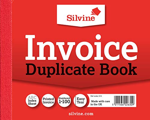 Silvine 4x5 Duplicate Invoice Book - Numbered 1-100 with Index Sheet