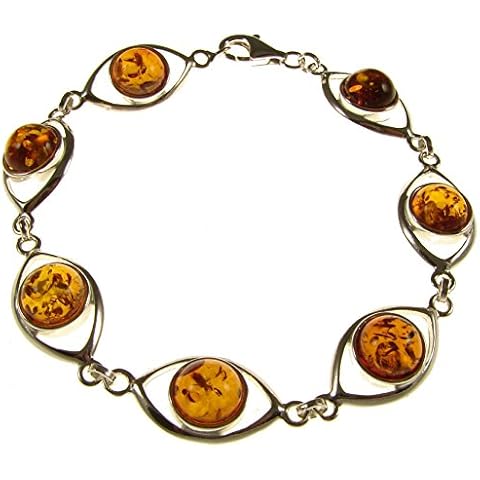 8" inch/20cm baltic amber and sterling silver 925 ladies' cognac bracelet jewellery jewelry Cover