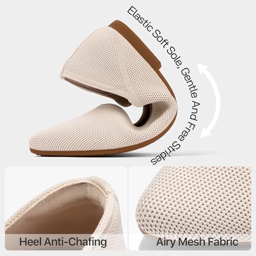 Image of Women Flats Non Slip Work Shoes Slip-On Pointed Toe Ballet Knit Softable Casual Business Flats Comfortable Dressy for Women