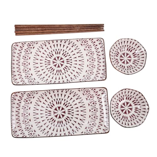 Set de 2 platos japoneses de cerámica para sushi con palillos