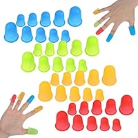 Larrel 40 Stück Silikon Fingerspitzen, 5 Größen Bunte Fingerschutz Silikon Fingerhut mit Erhabenen Punkten Wiederverwendbarer Fingerkuppenschutz zum Geldzählen, Schreiben, Sortieren und Umblättern