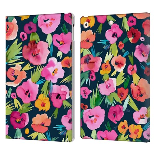 Étui portefeuille iPad 10.2 en cuir Ninola Fleurs Tropicales motif floral coloré