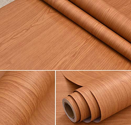 REDODECO Adhesive Brown Wood Grain Paper Furniture Stickers Wallpaper Cabinets Wardrobe Decorative Paper158inch by 98inch