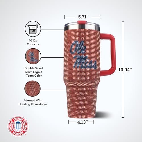 Image of The Memory Company Officially Licensed 40oz TC Bling Game Day Tumbler with Vintage Logo, University of Mississippi