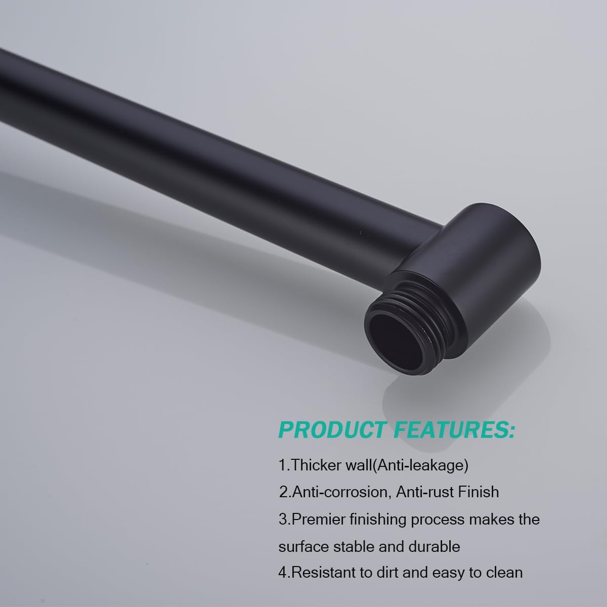 Shower Arm,16 Inch Rain Shower Head Extension Extender, With Flange and Teflon Tape, Made of Thicken Stainless Steel for Bathroom Rainfall Shower,Matte Black,SE-91088-16MB