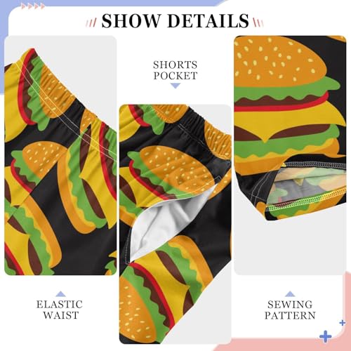ZZKKO Hamburger Black Boys Pants for Kids Jogger Pants with Pockets S-XL4