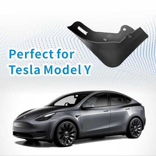 Image of Mud Flaps for Tesla Model Y 2020-2024 - No Drill Installation, OEM Material All-Weather Splash Guards, Durable Mud Guards Accessories Kit (Set of 4, Black)