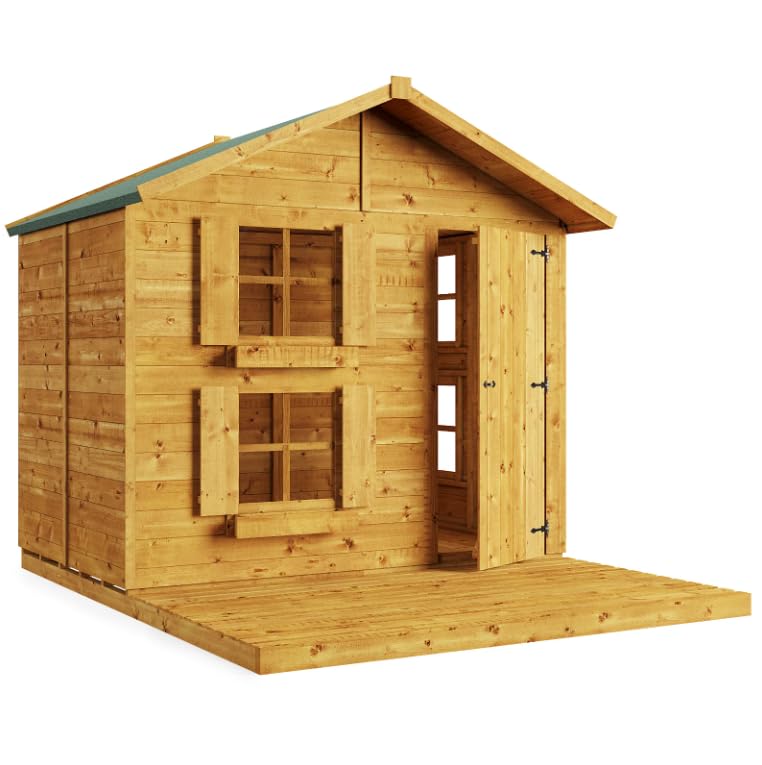 BillyOh Kids Playhouse Wooden Play House Wendy House Garden Outdoor Boys Girls Kids Toys Peardrop Extra (6x7 with Internal Bunk & Platform)