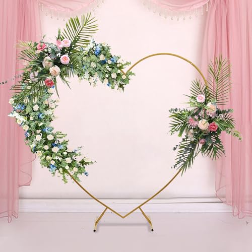 Corazón arco de boda, arco de globo de metal de 2 m, juego de arco de globos de metal DIY para boda, baby shower, fiesta de cumpleaños, aniversario