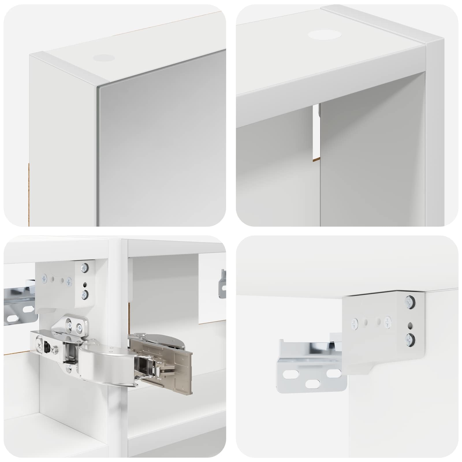 vidaXL Set di Armadi da Bagno con lo scaffale 3 pcs 80 x 10,5 x 50 cm, Mobile per bagno, specchio LED rettangolare, unità appesa, organizer moderno, salvaspazio