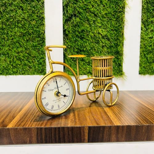 Image of Metal Decorative Multipurpose Cycle with Clock Antique Metal Decorative Modern Home Decorations for Home Office