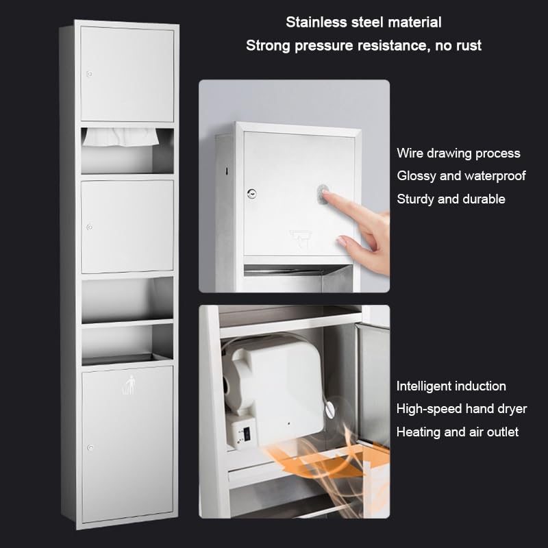 Estante de almacenamiento empotrado Impermeable para ducha y baño, secador de Manos y Papel higiénico, nicho Gris Claro para El hogar y la cocina, 36 x 16,5 cm