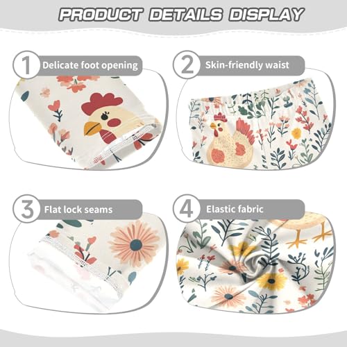 Girls Leggings Cute Chicken in Wild Flowers Toddler Girls Clothes Leggings for Girls Toddler Girls Leggings 3-4T3