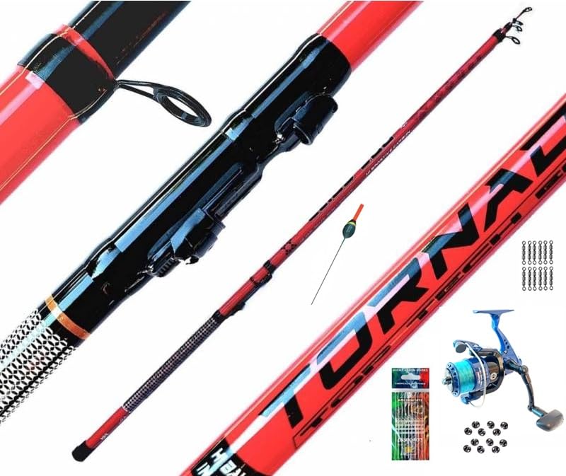Kit Completo Canna 4 Mt Mulinello Filo e Accessori da Pesca Trota Lago Bolognese