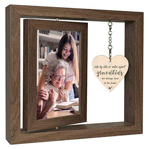 Image of EYITUPC Side by Side or Miles Apart Grandkids are Always Close to the Heart Picture Frame Grandma Grandpa Photo Frame Birthday Grandparents Day Gifts, Display Two 4x6