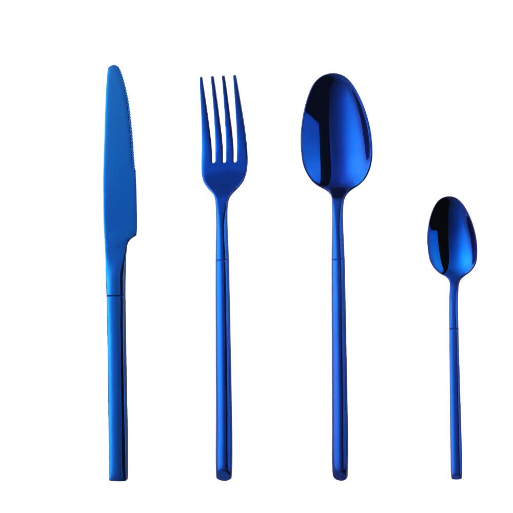 Couteau fourchette cuillère en acier inoxydable, couverts bleu de Noël