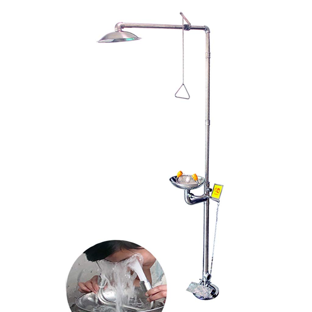 BBGS Lavaocchi Stazione di Lavaggio Oculare di Emergenza, con Sistema Doccia, Ciotola per Lavare Il Viso di Sicurezza, Tutti I 304 in Acciaio Inox A Doppio Ugello