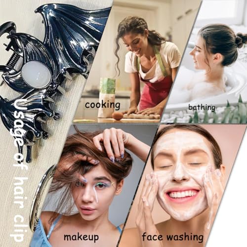 Newspied Halloween Hair Clips 1Pcs Black Metal Bat Hair Clip With Gems Designs Large Hair Claw Clip Gothic Halloween Hair Accessories For Hair Styling Women Girls Halloween Cosplay Party Decorations thumb #6