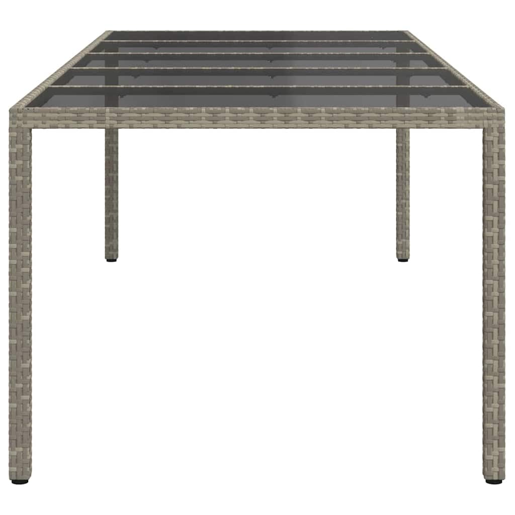 Stół ogrodowy, szary, polirattan, 250 x 100 x 75 cm, stabilny stół na taras, balkon, do ogrodu, odporny na warunki atmosferyczne, nowoczesny design, idealny do grillowania i na kemping