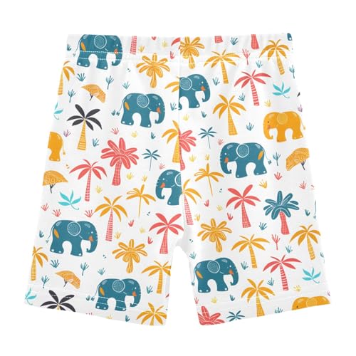 Hand Drawn Doodle Elephants Girls Shorts Elastic Waist Sports Shorts Girls Leggings Pants for 4-10 Years2