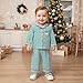 Kuriozud Kids Toddler Boy Christmas Pajamas Long Sleeve Button Down Shirt Top and Pants 2pcs Pjs Sets Sleepwear (US, Age, 6 Years, 7 Years, Santa Striped Green)