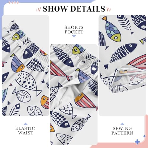 ZZXXB Ethnic Fish Boys Long Pants Soft Trousers Elastic Waist Kids Lounge Bottoms with Pockets S-XL4