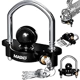 MASKO® Anhängerschloss für gängige Anhängerkupplung einfache Montage Diebstahlschutz Diebstahl Anhänger Sicherung 2 Schlüssel extra sicher Kreuzschloss Schwarz