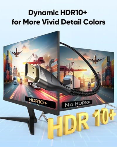 Image of Short HDMI Cable 1.5 FT 5-Pack, 10K 8K HDMI 2.1 Ultra High Speed HDMI Cable 18 inch with Ethernet 48Gbps, 8K@60Hz, 4K@120Hz, HDR10, eARC for Monitor, HDTV, PS5, HDMI Switch, PC