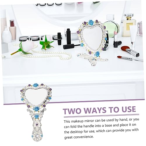Espejo para Maquillaje de Mano en Forma de Corazón Plata miniatura 7