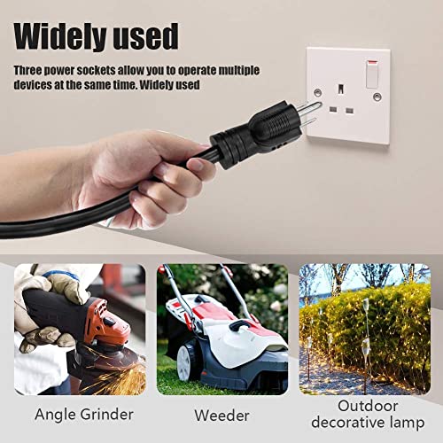 Image of 1FT 12 /3 Outdoor Heavy Duty Extension Cord with 3 Outlet Waterproof