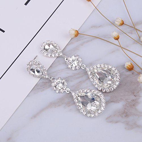 Paxuan Womens Wedding Bridal Earrings Bracelet Jewelry Sets Rhinestone Crystal Bracelets Earrings Jewelry Sets (Bracelet And Earrings Set) #TOP3