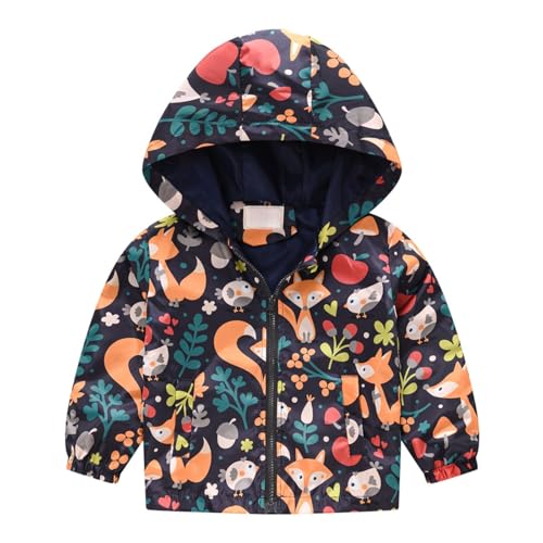 Kids Boys Cartoon Hoodie Windbreaker Jacket Zip Up Long Sleeve Fall Casual Coat Toddler Girls Cute Rainproof Outwear