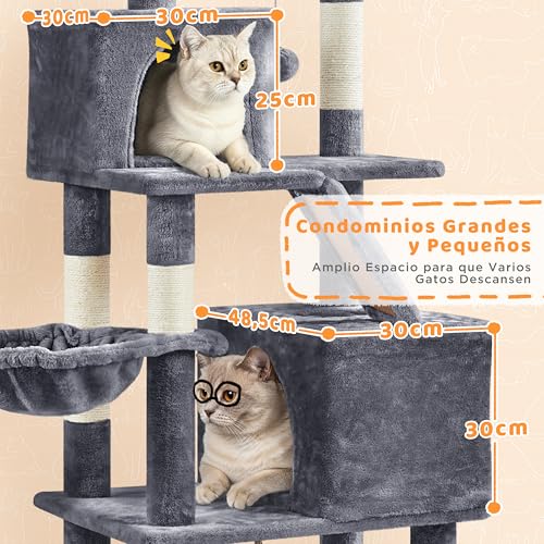Miniatura 7 de Yaheetech Rascador Para Gatos Alto 209 Cm Árbol Para 3-4 Gatos Adultos Torre Escalador Para 3-4 Gatos Castillo Juquetes Mascotas Xxl,Gris Gris Oscuro