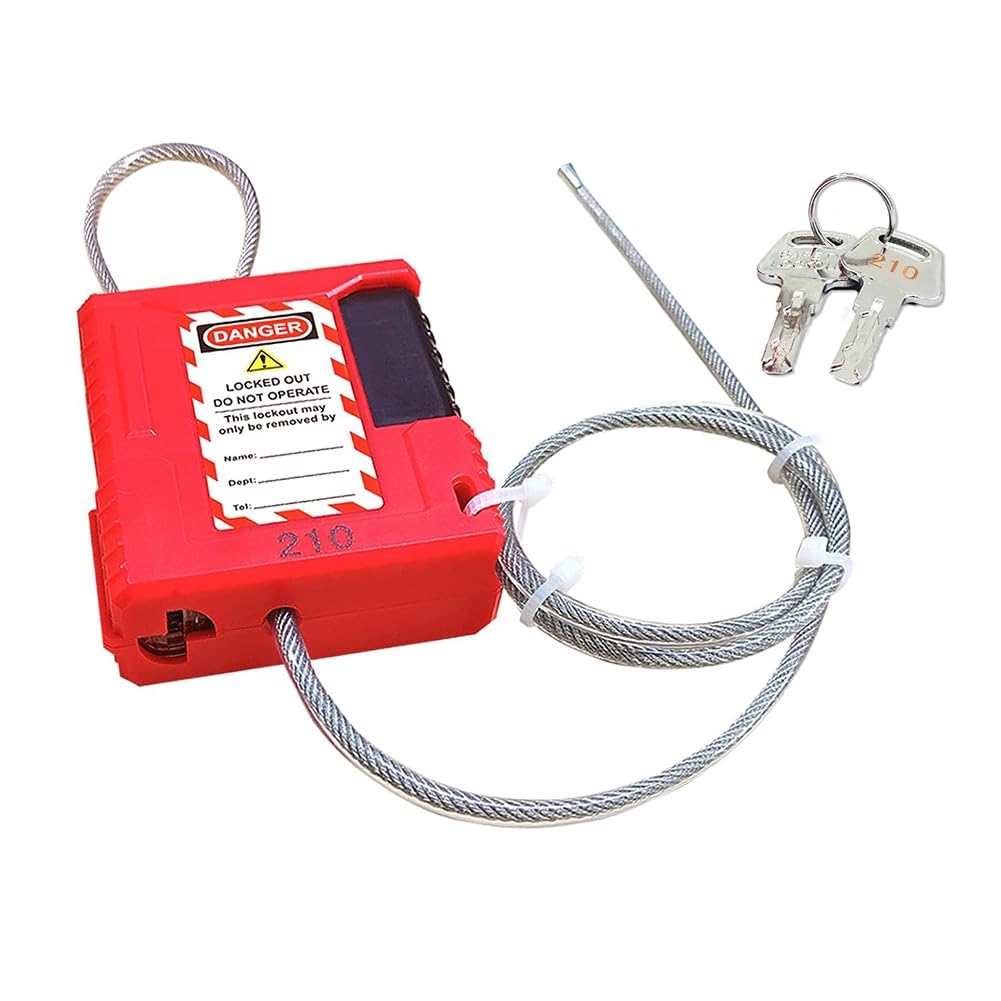 Littimoon Lockout Tagout Cable Lock - 3.3ft Adjustable Cable Lock, Steel Cable Lock with Vinyl Coating, Cable