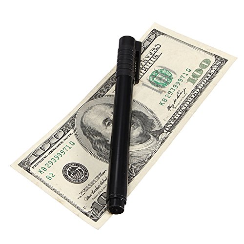 Currency Fake Forgery Counterfeit Bank Checker Note Detector Money Tester Pen(Black)