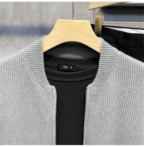 Men's Knitted Cardigan Warm Double Zipper Stripe Slim Fit Sweater Casual Baseball Collar Sweater3