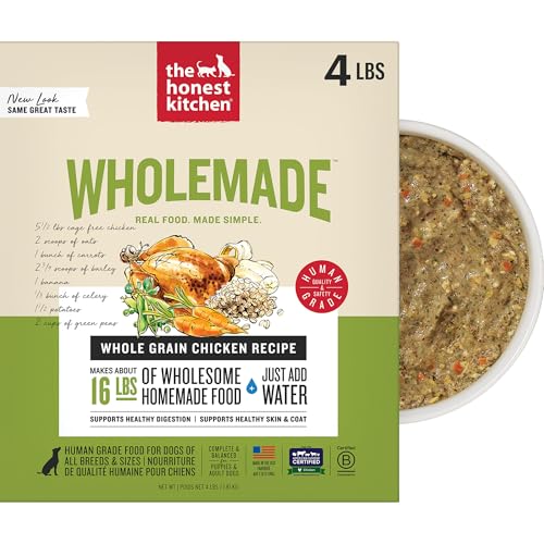 The Honest Kitchen Human Grade Wholemade™ Dehydrated Whole Grain Dog Food, Chicken 4 lb (16lbs)