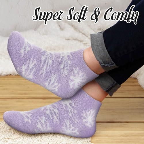 Image of BambooMN Women's Feather Yarn Super Soft Ankle Socks - Assorted Colors - 3 Pairs