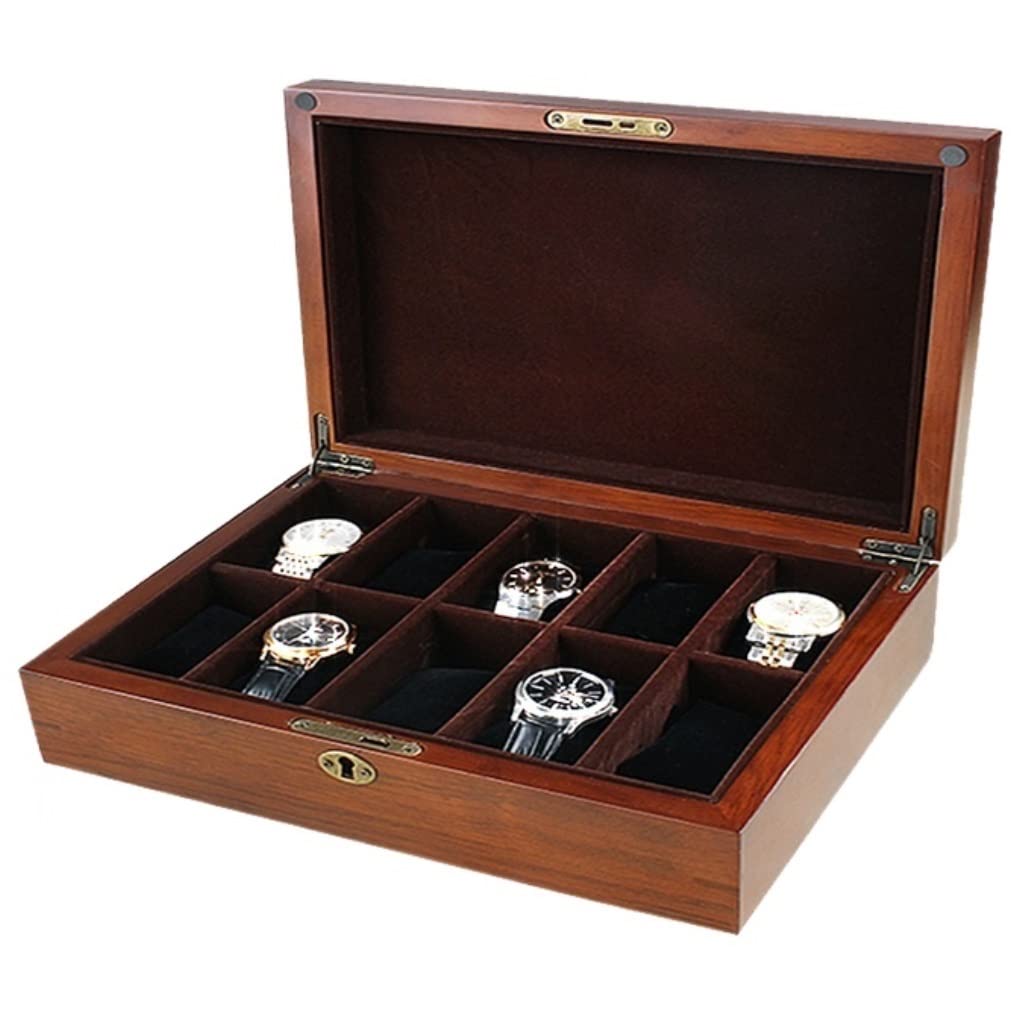 ANVLOJRIH KYUSAR Watch Box 10 Slots Watch Box Display Storage Case Wooden Watch Jewellery Storage Box Organiser Box Watch Organizer Watch Case Watch Holder
