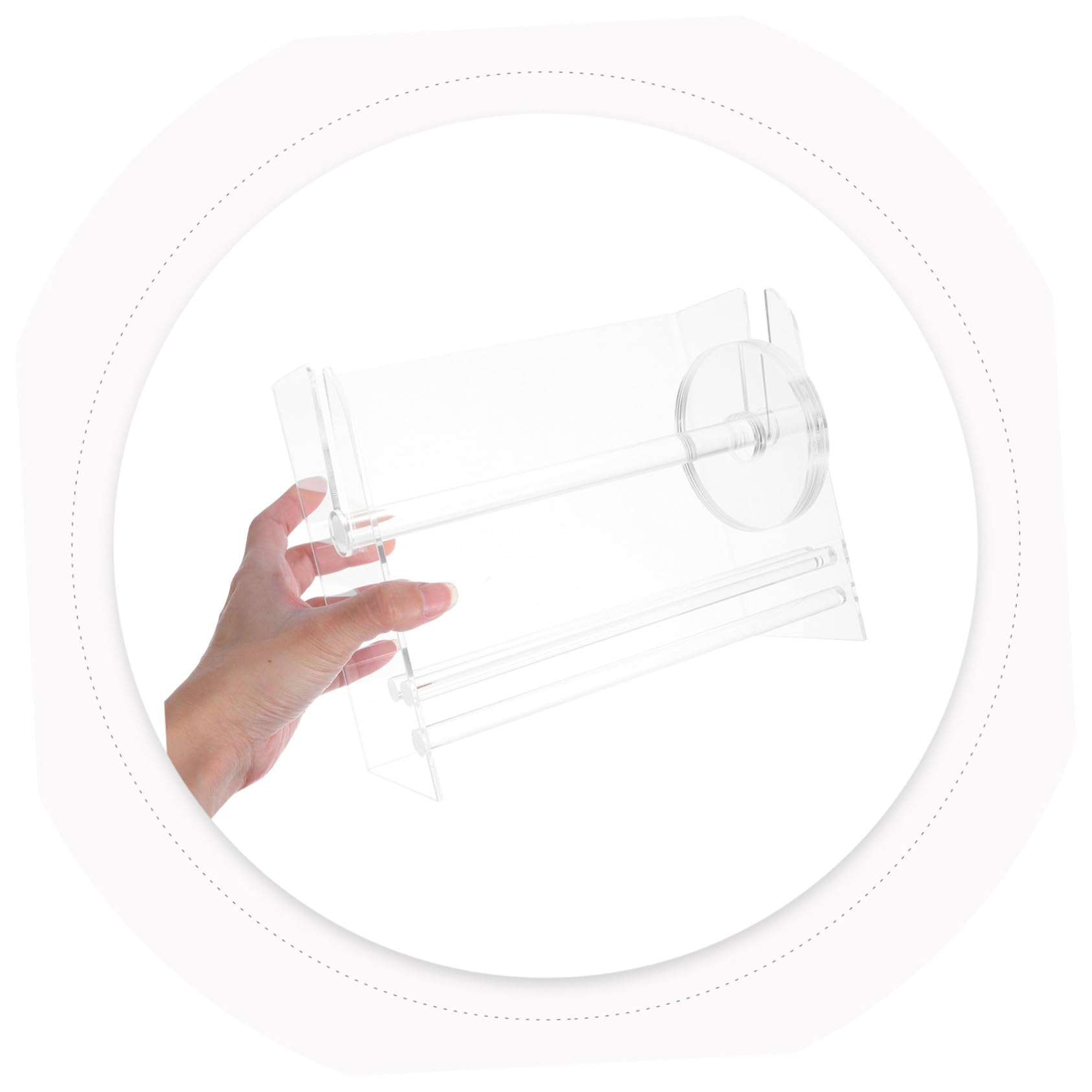 Dispenser Regolabile da Scrivania per Etichette in Acrilico 6 Dischi Organizzatore Etichette Resistente Supporto Porta Rotolo Adesivo per Ufficio e Scuola