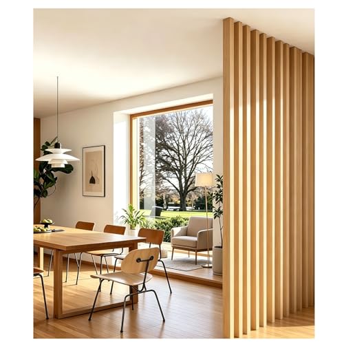 Trennwand Hängend Paravent Raumtrennwand， Wand Trennwand Lamellen Säulen mit verstellbarem Fuß, Wohnzimmer Flur Eingang Restaurant, Einfache Installation(4 Root,140cm/55.1in/4.59ft)
