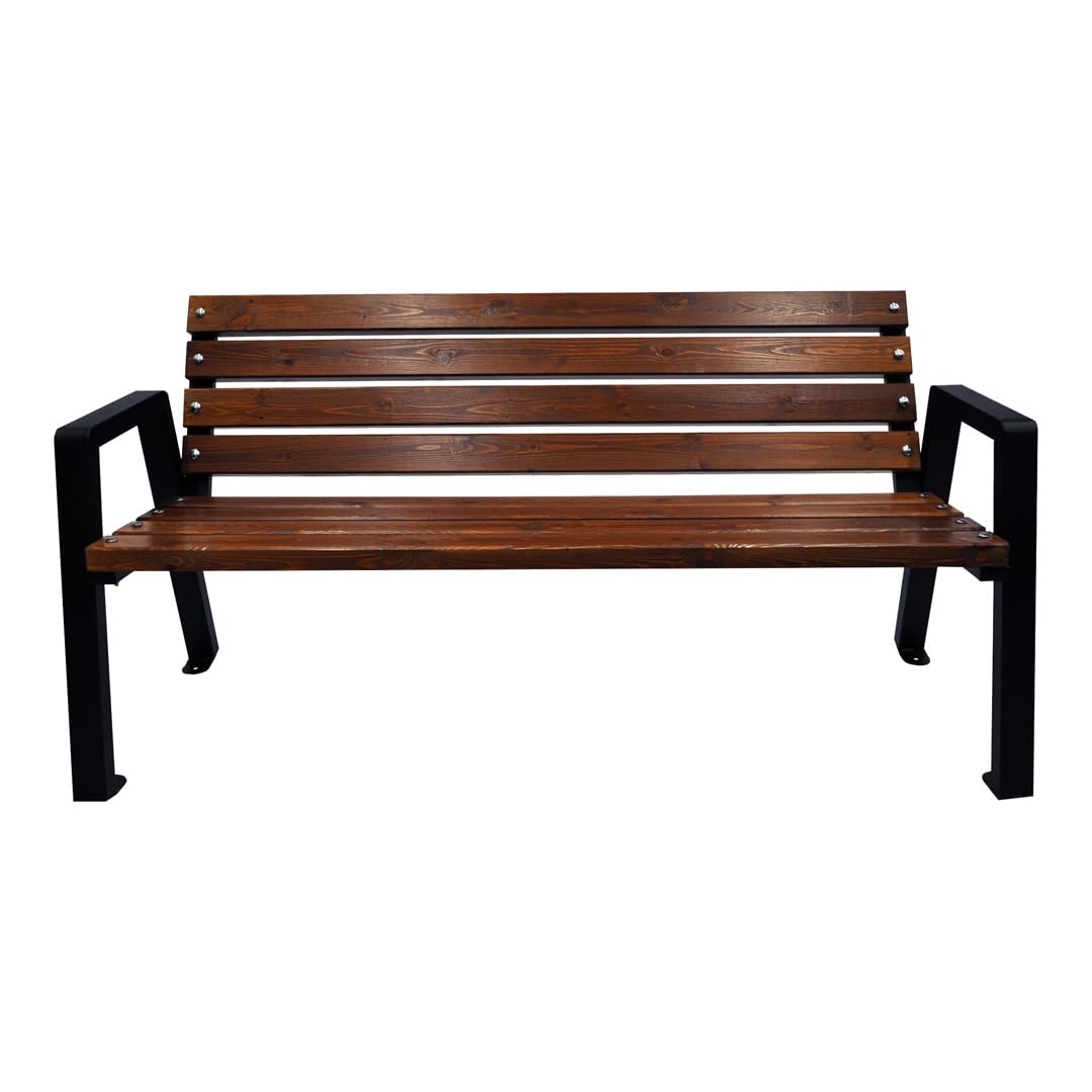 Panchina da giardino resistente alle intemperie in legno 125cm - Panchina da esterno Moderno verniciata a polvere - Panchina da parco in abete scandinavo (Brun)